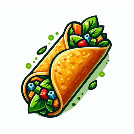 Mexican tacos with guacamole and vegetables. Vector illustration.のイラスト素材