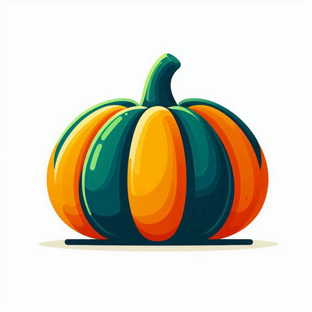 Pumpkin isolated on white background. Vector illustration in flat style.のイラスト素材