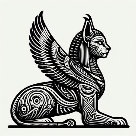 Vector image of a stylized Egyptian cat, symbol of the new year.のイラスト素材