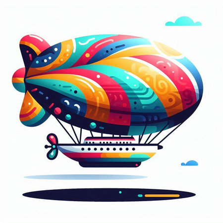 Vector illustration of colorful hot air balloon in the sky. Colorful airship.のイラスト素材