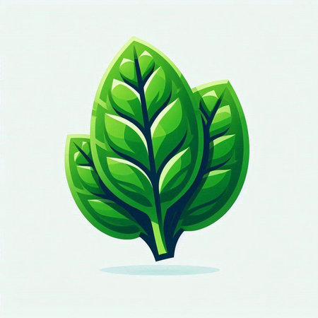 Green leaves on a light background. Vector illustration. Eps 10.のイラスト素材