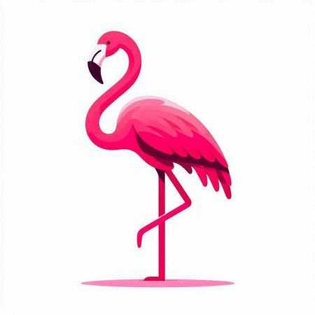 Pink flamingo isolated on a white background. Vector illustration for your designのイラスト素材