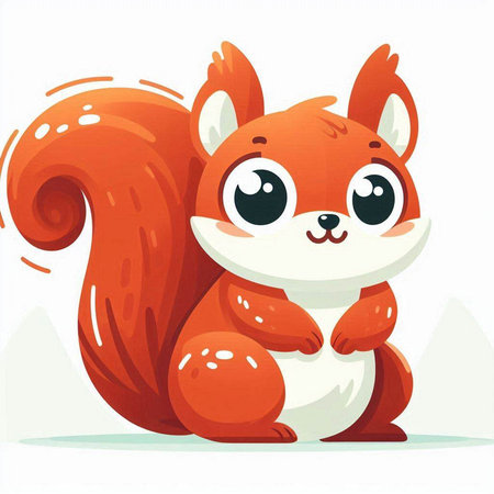 Cute cartoon squirrel. Vector illustration of a cute red squirrel.のイラスト素材