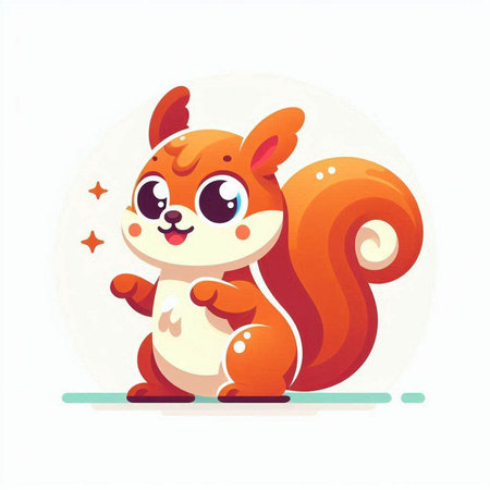 Cute cartoon squirrel. Vector illustration isolated on a white background.のイラスト素材
