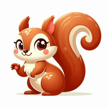 Cute little squirrel cartoon vector illustration isolated on white background. Cute little squirrel cartoon character.のイラスト素材