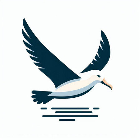 Flying seagull isolated on a white background. Vector illustration.のイラスト素材