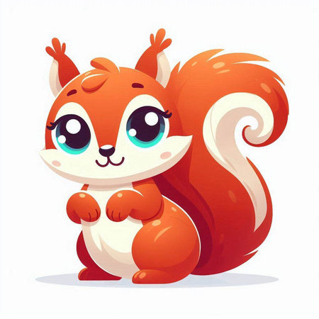 Cute cartoon squirrel with big eyes. Vector illustration on white background.のイラスト素材