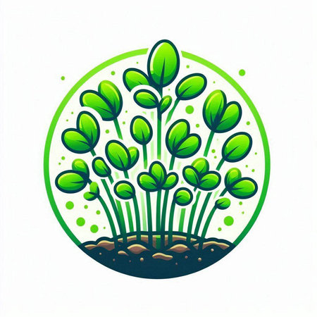 Green sprout in a circle on a white background. Vector illustration.のイラスト素材