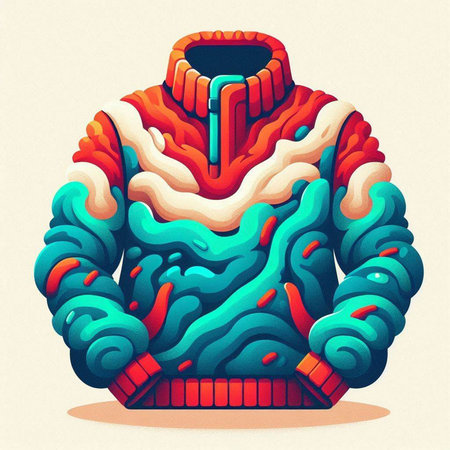 Vector illustration of a hooded sweater with a pattern in the form of a rainbowのイラスト素材