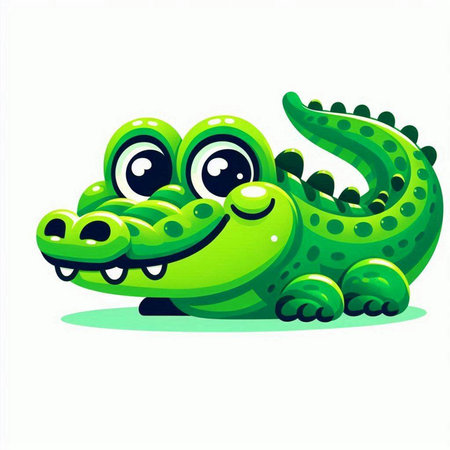 Cute cartoon crocodile on a white background. Vector illustration.のイラスト素材