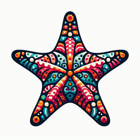 Starfish. Hand drawn doodle pattern. Vector illustration.のイラスト素材