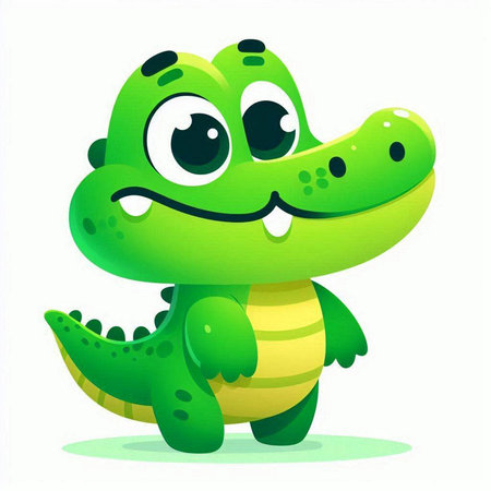 Cute crocodile cartoon character isolated on white background. Vector illustration.のイラスト素材