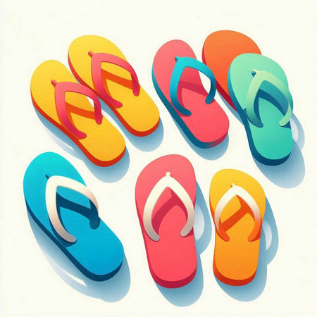Colorful flip flops on a white background. Vector illustration.のイラスト素材