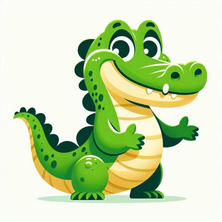 Crocodile vector illustration. Cute cartoon crocodile.のイラスト素材