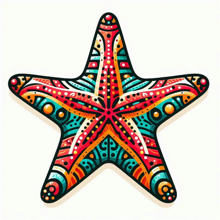 Starfish in ethnic style. Hand drawn vector illustration for your designのイラスト素材