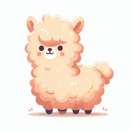 Cute cartoon alpaca isolated on white background. Vector illustration.のイラスト素材