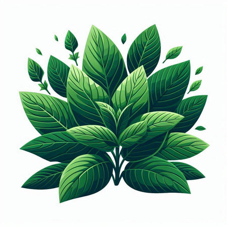 Green leaves isolated on white background. Vector illustration. Eps 10.のイラスト素材