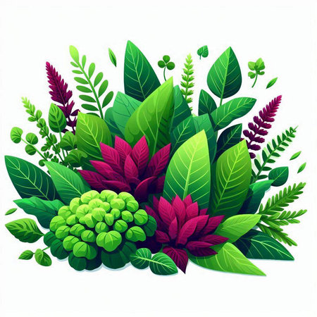 Beautiful floral background with colorful leaves and flowers. Vector illustration.のイラスト素材