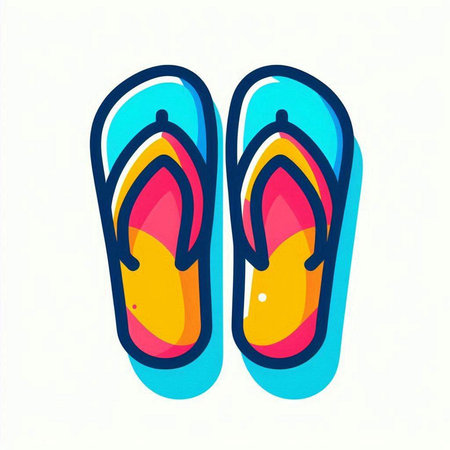 Flip flops isolated on white background. Vector illustration in cartoon style.のイラスト素材