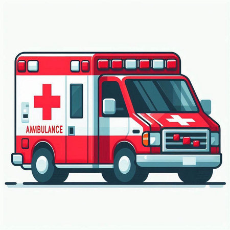 Ambulance car isolated on a white background. Vector illustration.のイラスト素材