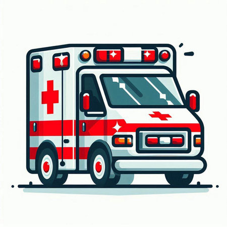 Ambulance car. Vector illustration of a cartoon ambulance car.のイラスト素材