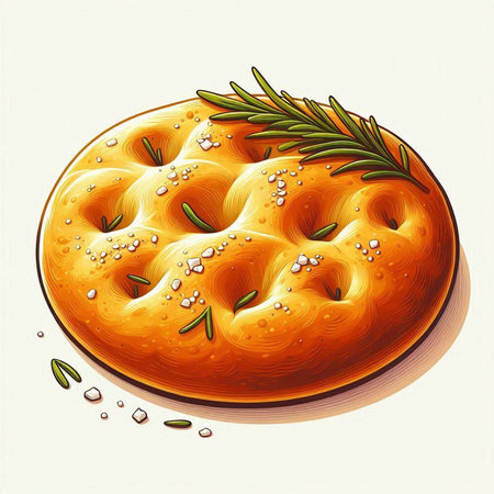 Bread with rosemary and sesame seeds. Vector illustration.のイラスト素材