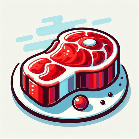 Steak. Vector illustration of a piece of meat on a white background.のイラスト素材