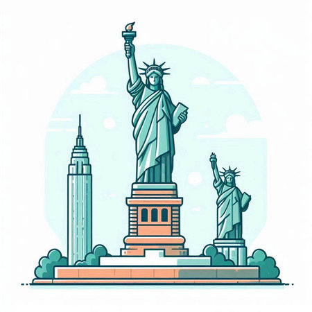 Statue of Liberty in New York City, USA. Vector illustrationのイラスト素材