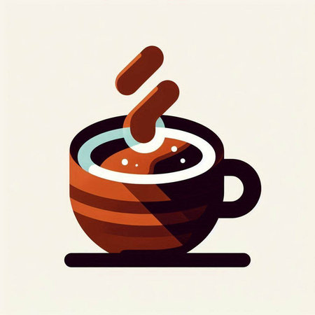 Coffee cup icon in flat style. Vector illustration on white background.のイラスト素材