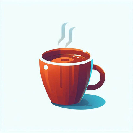 cup of coffee on a blue background, vector illustration, eps10のイラスト素材
