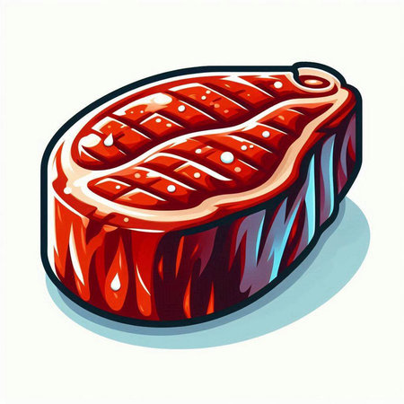 Illustration of a steak on a white background, vector illustration.のイラスト素材