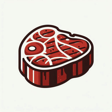 Illustration of a piece of raw meat on a white background.のイラスト素材