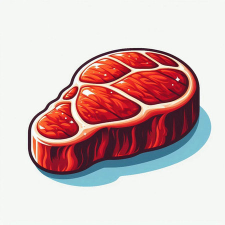 Illustration of a fresh beef steak isolated on a white background.のイラスト素材