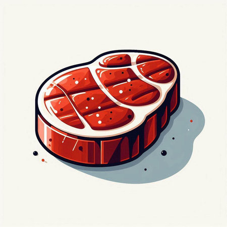 Steak. Vector illustration of a piece of meat on a white background.のイラスト素材