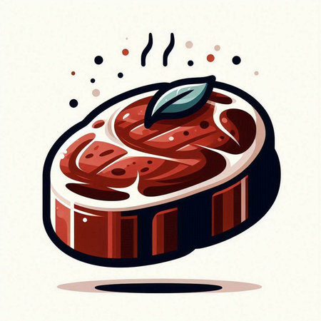 Illustration of a piece of raw beef on a white background.のイラスト素材