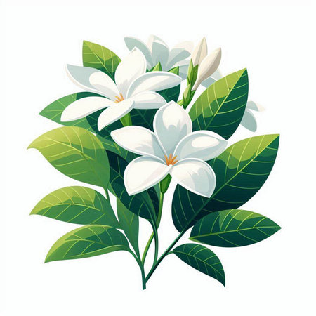 Frangipani flowers isolated on white background. Vector illustration.のイラスト素材