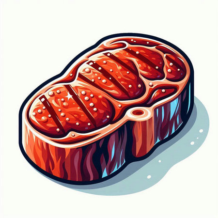 Illustration of a piece of raw meat on a white background.のイラスト素材