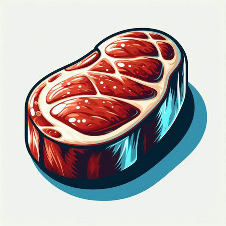 Steak. Vector illustration of a piece of meat on a white background.のイラスト素材