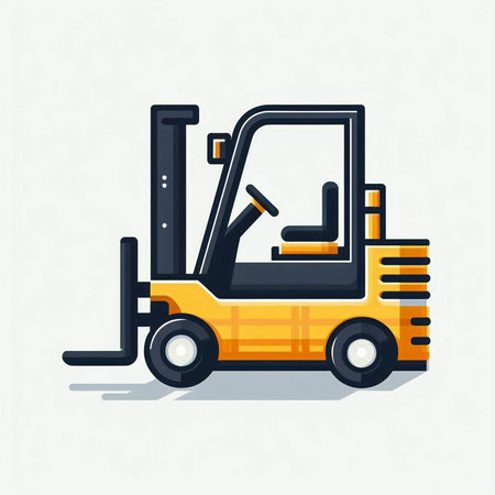 Forklift truck icon in flat style. Vector illustration of forklift truck.のイラスト素材