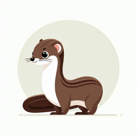 Cute ferret on a white background. Vector illustration in cartoon style.のイラスト素材