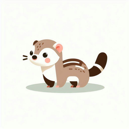 Cute cartoon ferret on a white background. Vector illustration.のイラスト素材