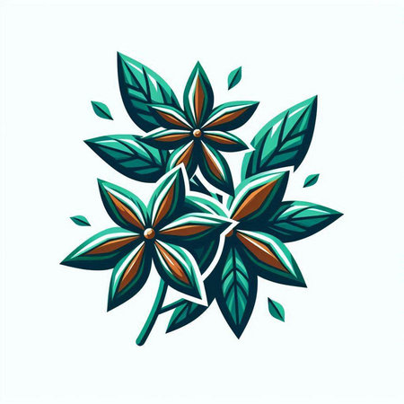 Hand drawn vector abstract floral illustration with green leaves isolated on white backgroundのイラスト素材