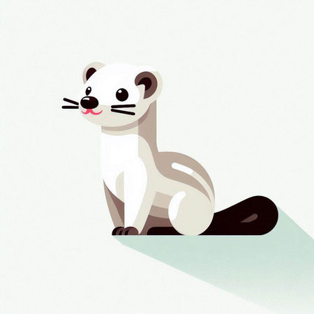 Cute ferret on a white background. Vector cartoon illustration.のイラスト素材