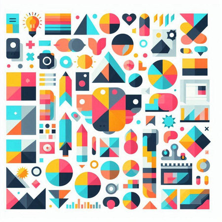Geometric shapes and figures. Abstract colorful background. Vector illustration.のイラスト素材