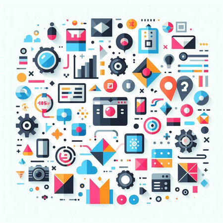 Flat design modern vector illustration concept of business, finance, technology, social media and web development.のイラスト素材