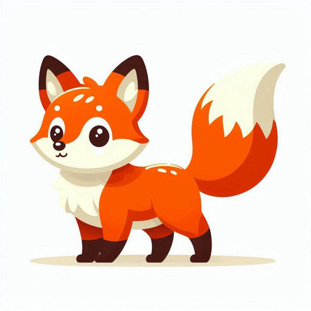 Cute cartoon fox isolated on a white background. Vector illustration.のイラスト素材