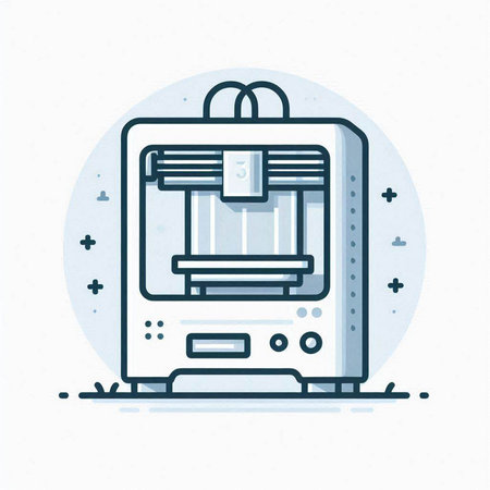 3d printer line icon. Modern vector illustration of 3d printer.のイラスト素材