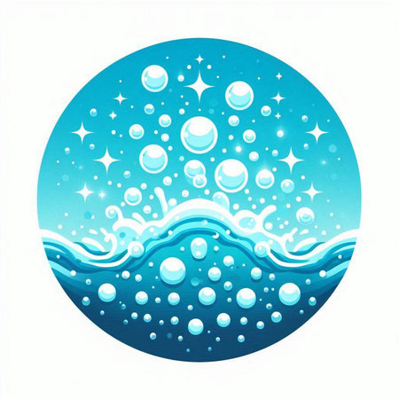 abstract water background with bubbles, vector illustration, eps10のイラスト素材