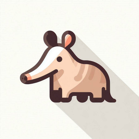 Anteater icon, vector illustration. Flat design style with long shadowのイラスト素材