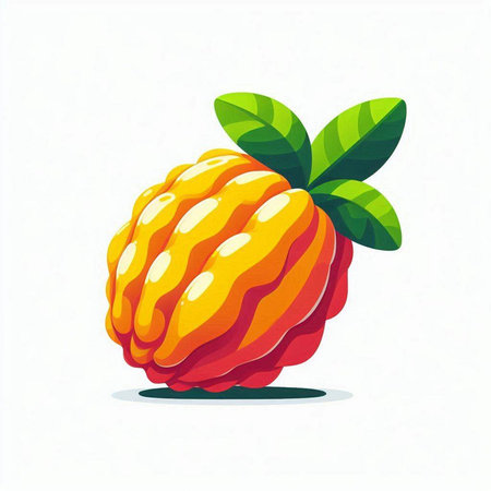 Illustration of a ripe yellow bergamot on a white backgroundのイラスト素材